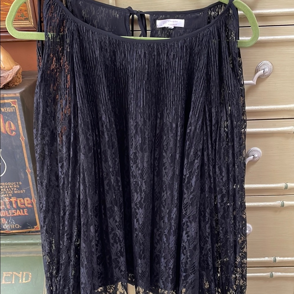 Lauren Conrad cold shoulder lace blouse with underlayer.